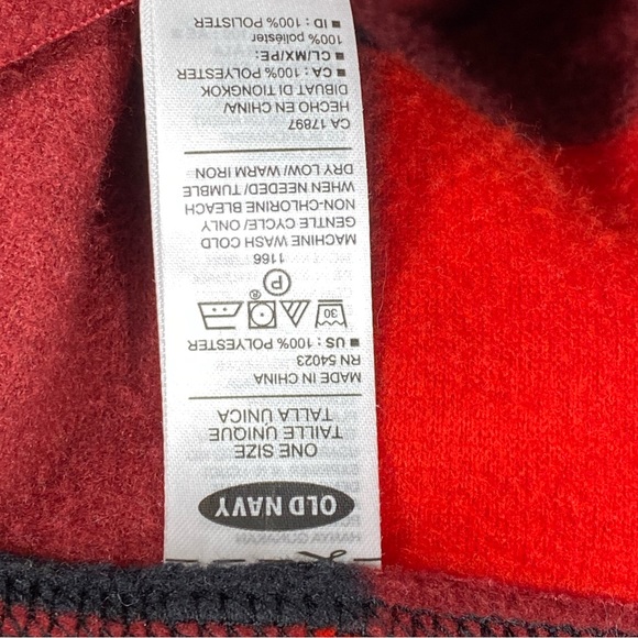 Old Navy buffalo check polarfleece soft cozy unisex scarf ONE SIZE black red - Picture 3 of 4